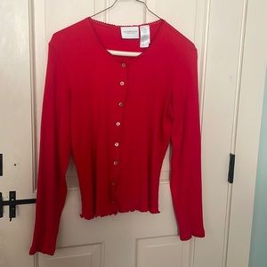 Liz Clairborne Red Buttoned Cardigan